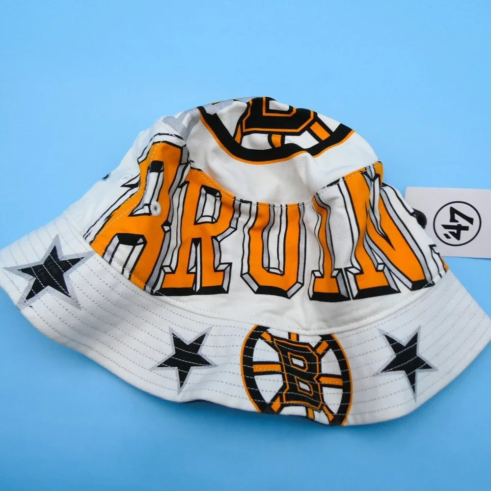 '47 Brand Boston Bruins Bucket Hat Womens One Size Adult White Basketball NBA‎